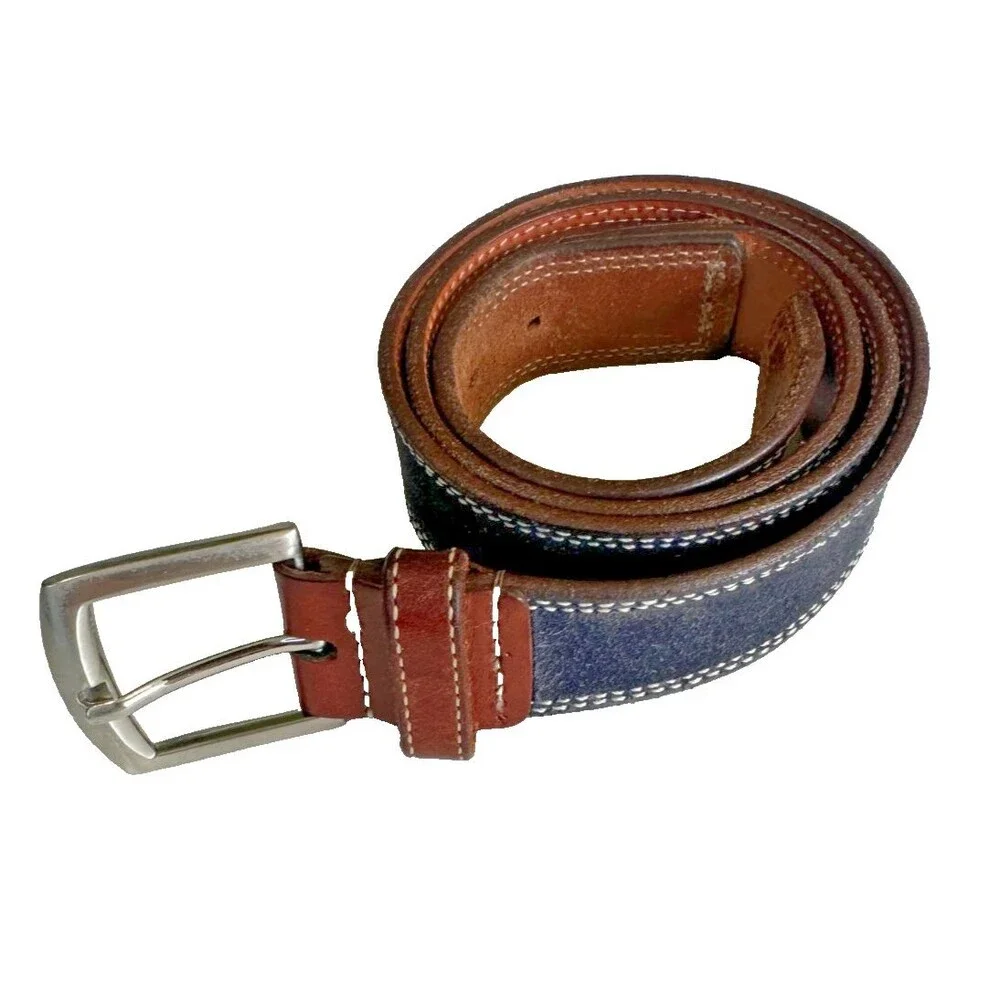 Martin Dingman Hand Crafted USA Blue Calf Suede Belt Countrywear Size 85 34